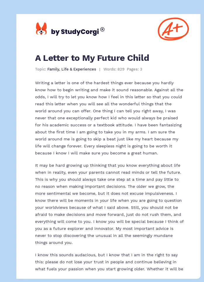 A Letter to My Future Child. Page 1