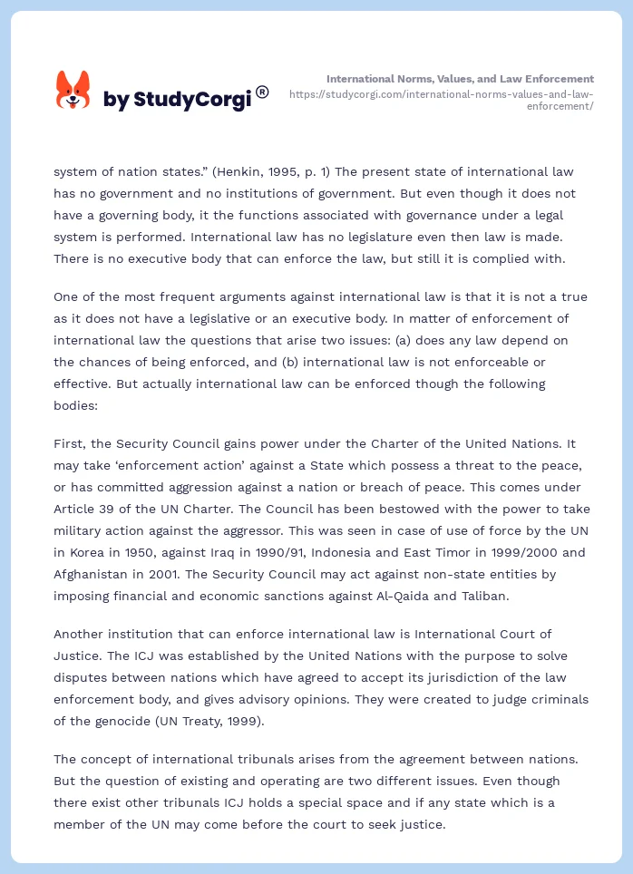 International Norms, Values, and Law Enforcement. Page 2
