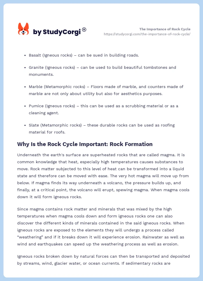 The Importance of Rock Cycle. Page 2