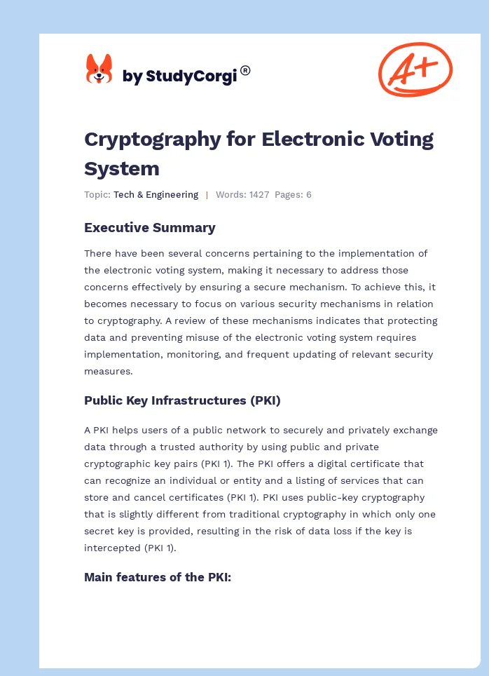 Cryptography for Electronic Voting System. Page 1