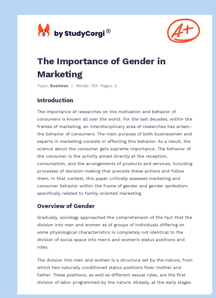 The Importance of Gender in Marketing. Page 1