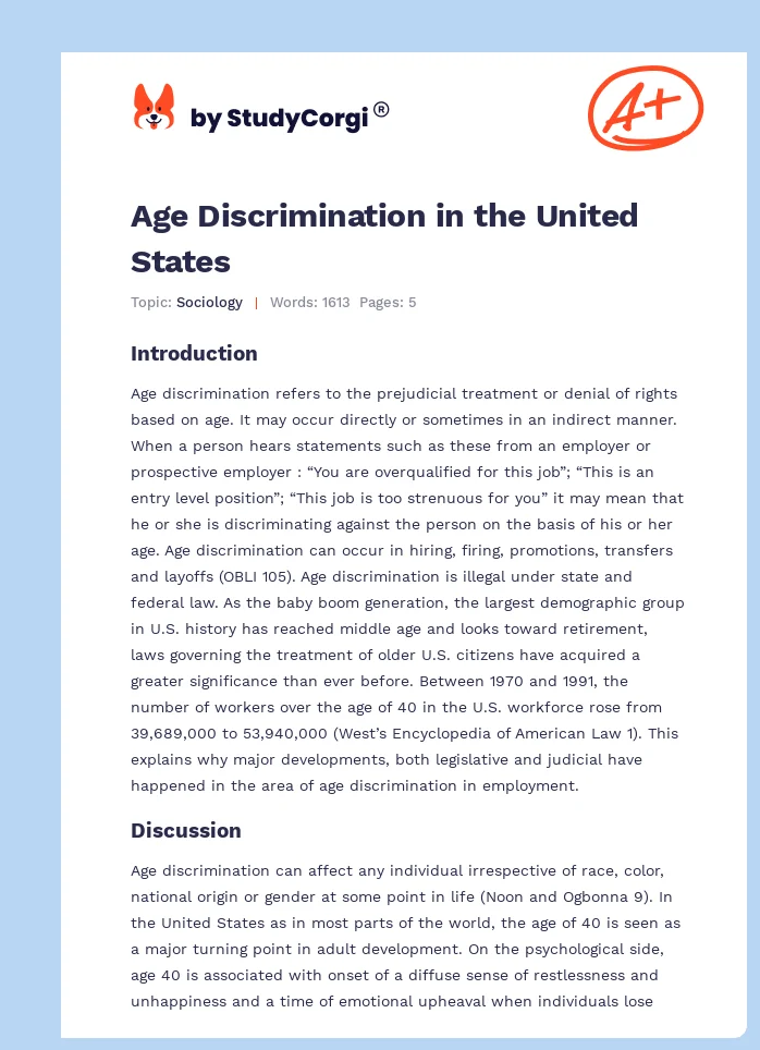 Age Discrimination in the United States. Page 1
