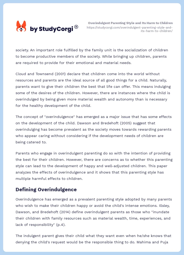 Overindulgent Parenting Style and Its Harm to Children. Page 2