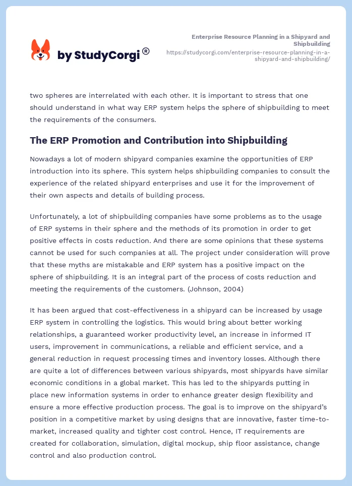 Enterprise Resource Planning in a Shipyard and Shipbuilding. Page 2