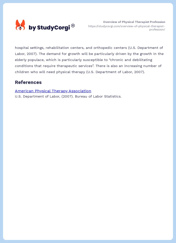 Overview of Physical Therapist Profession. Page 2