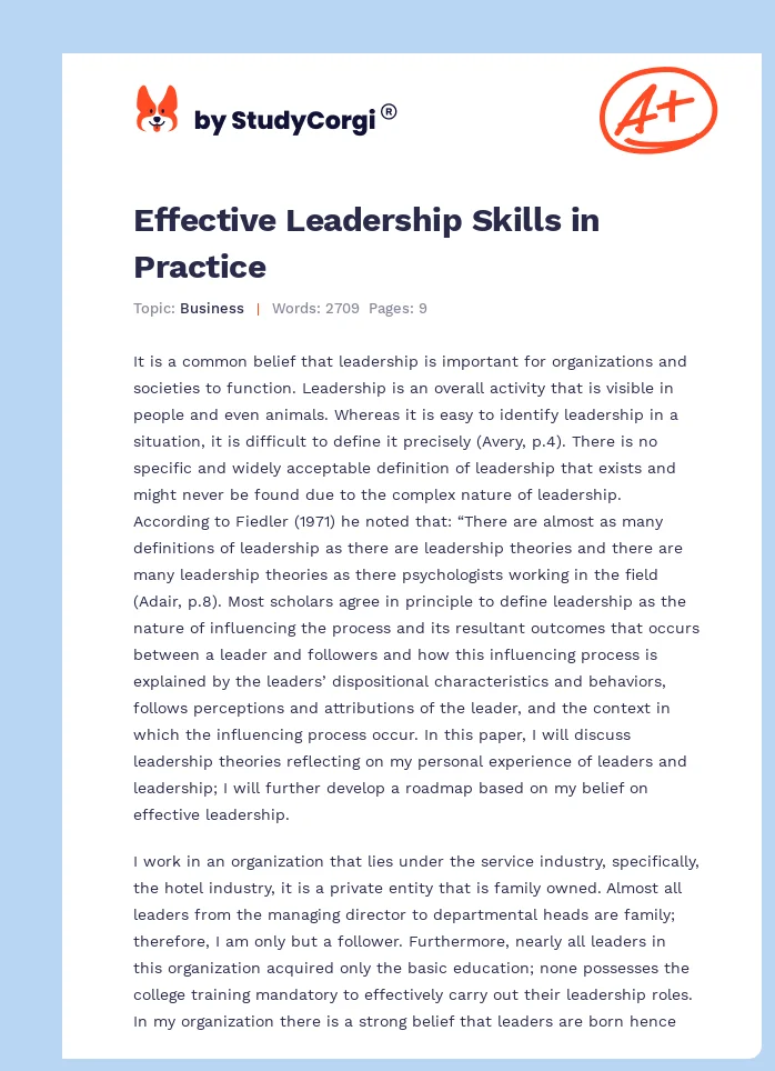 Effective Leadership Skills in Practice. Page 1