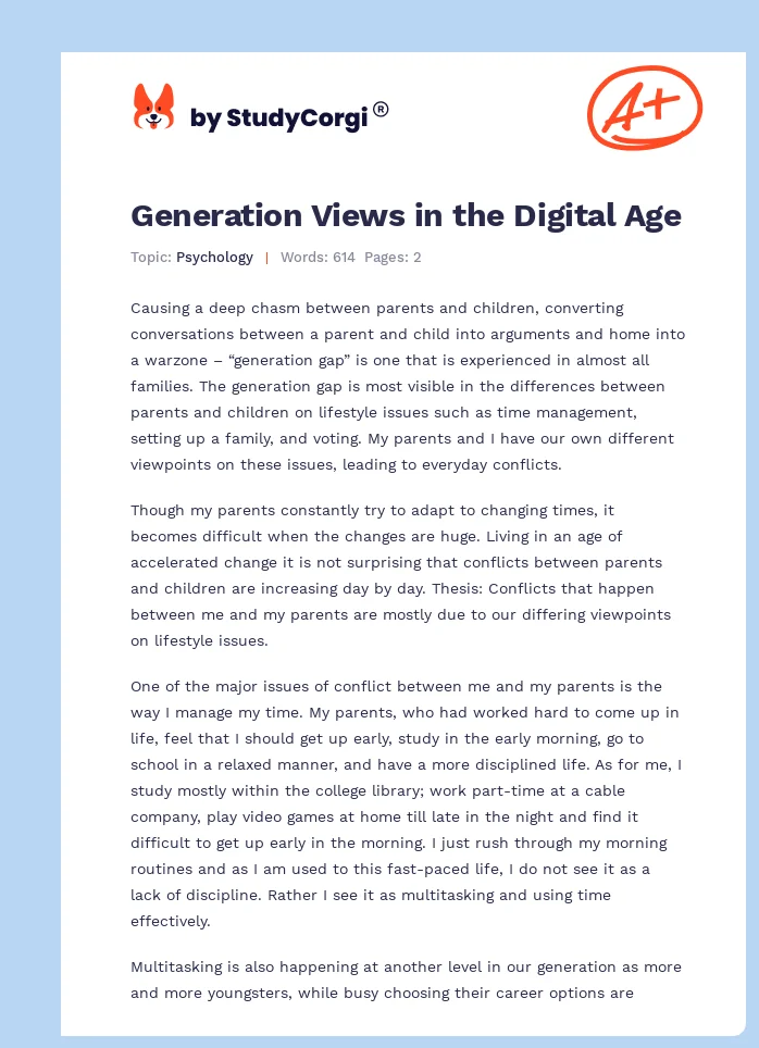 Generation Views in the Digital Age. Page 1