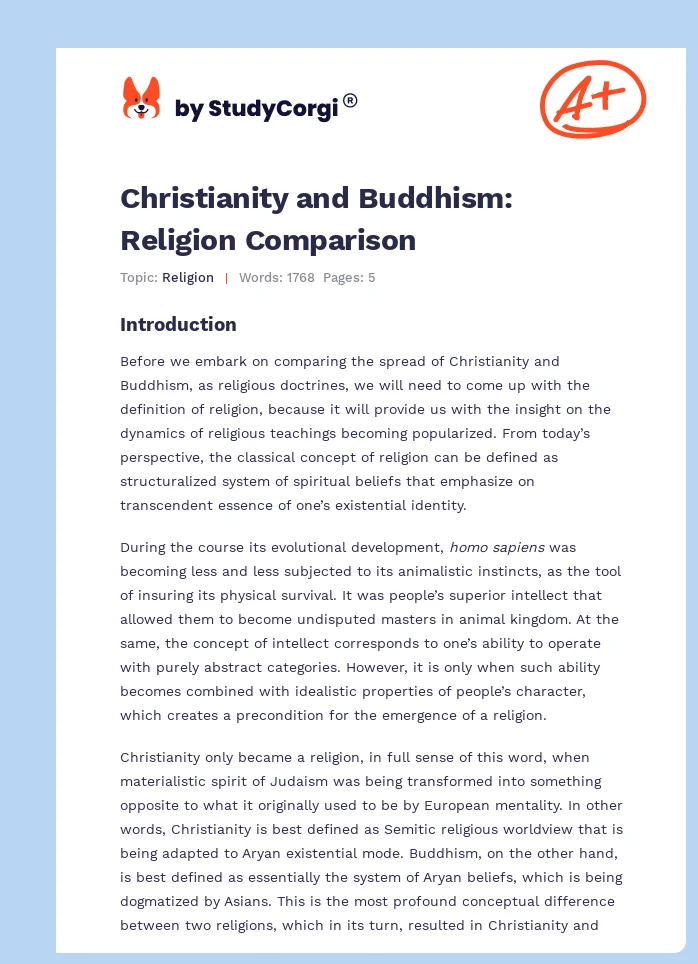 Christianity and Buddhism: Religion Comparison. Page 1
