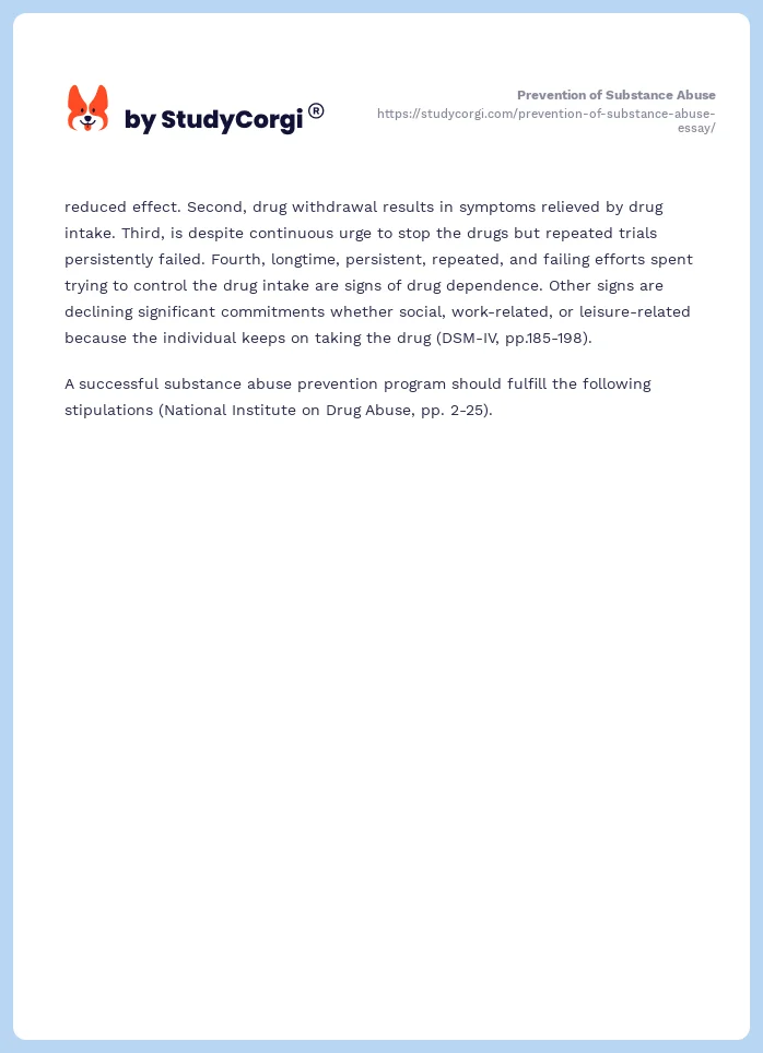 Prevention of Substance Abuse. Page 2