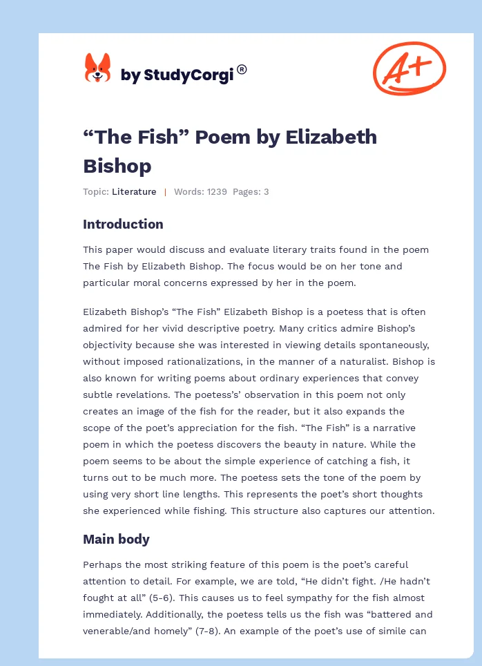 “The Fish” Poem by Elizabeth Bishop. Page 1