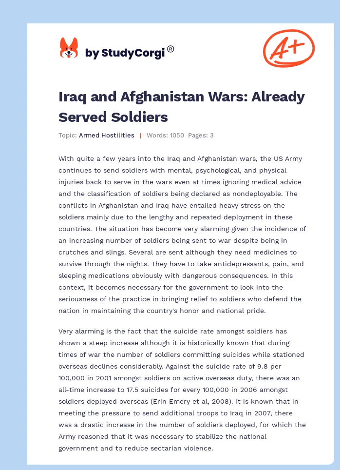Iraq and Afghanistan Wars: Already Served Soldiers. Page 1