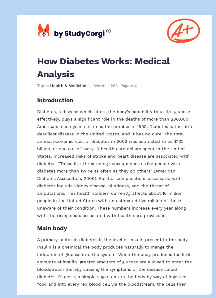 How Diabetes Works: Medical Analysis. Page 1