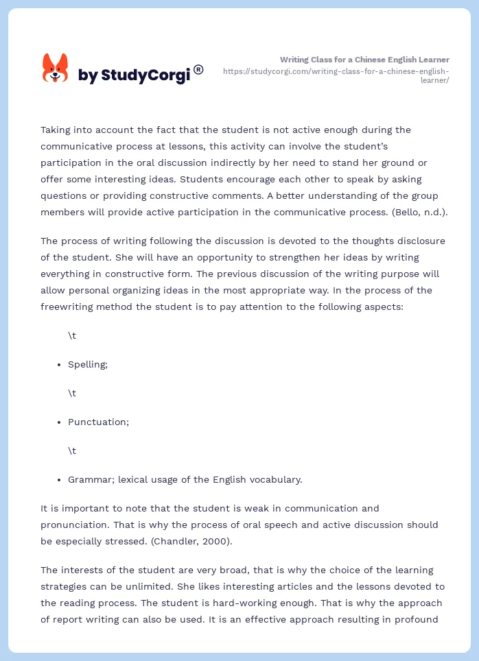 Writing Class for a Chinese English Learner. Page 2