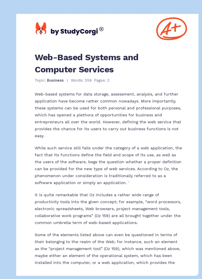 Web-Based Systems and Computer Services. Page 1