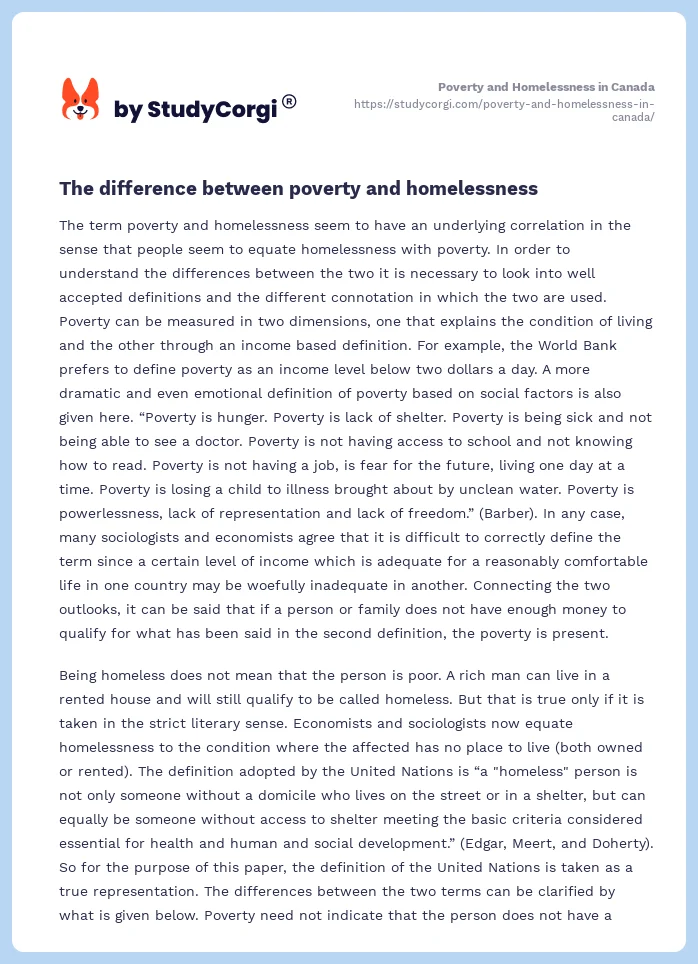 Poverty and Homelessness in Canada. Page 2