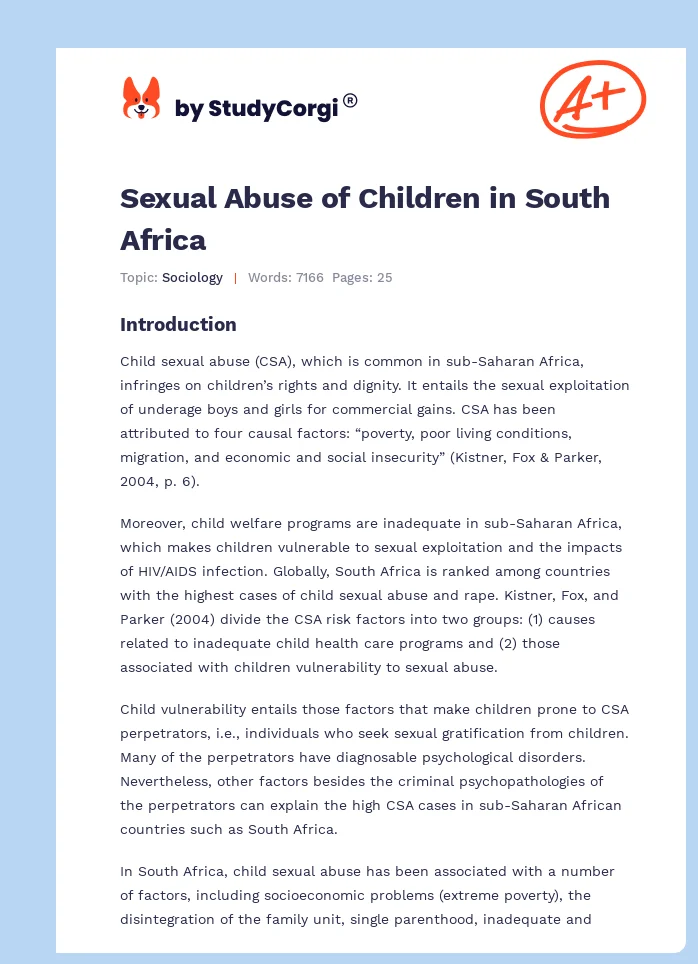 Sexual Abuse of Children in South Africa. Page 1
