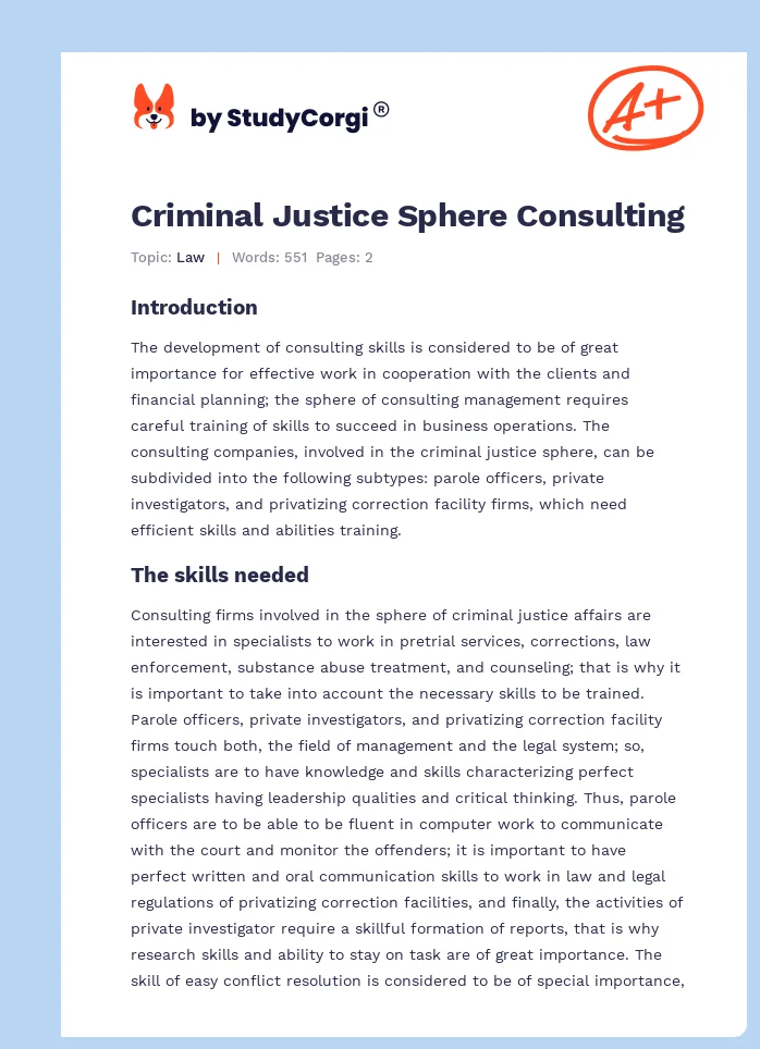 Criminal Justice Sphere Consulting. Page 1