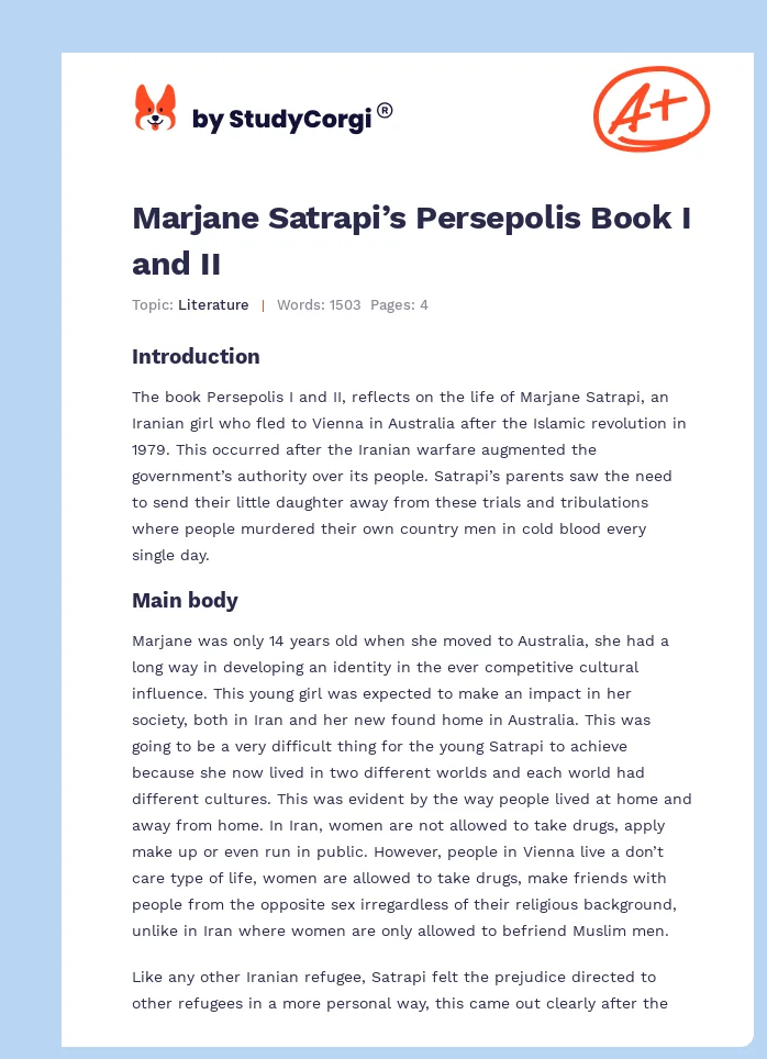 Marjane Satrapi’s Persepolis Book I and II. Page 1
