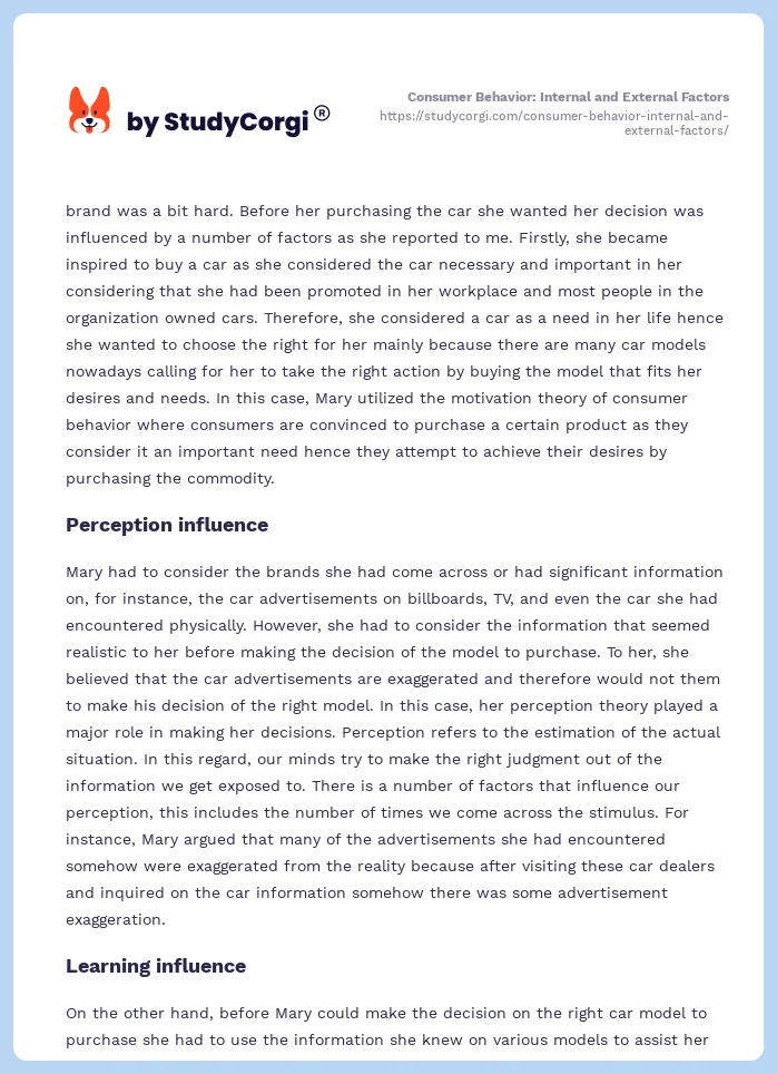 Consumer Behavior: Internal and External Factors. Page 2