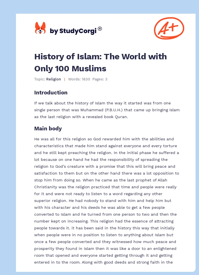 History of Islam: The World with Only 100 Muslims. Page 1