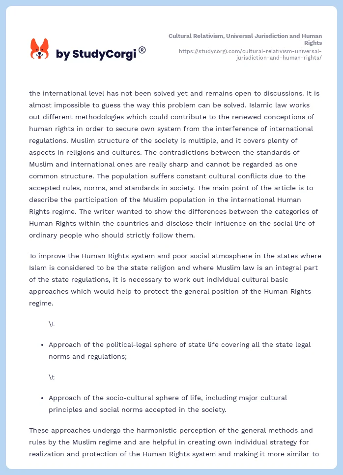 Cultural Relativism, Universal Jurisdiction and Human Rights. Page 2