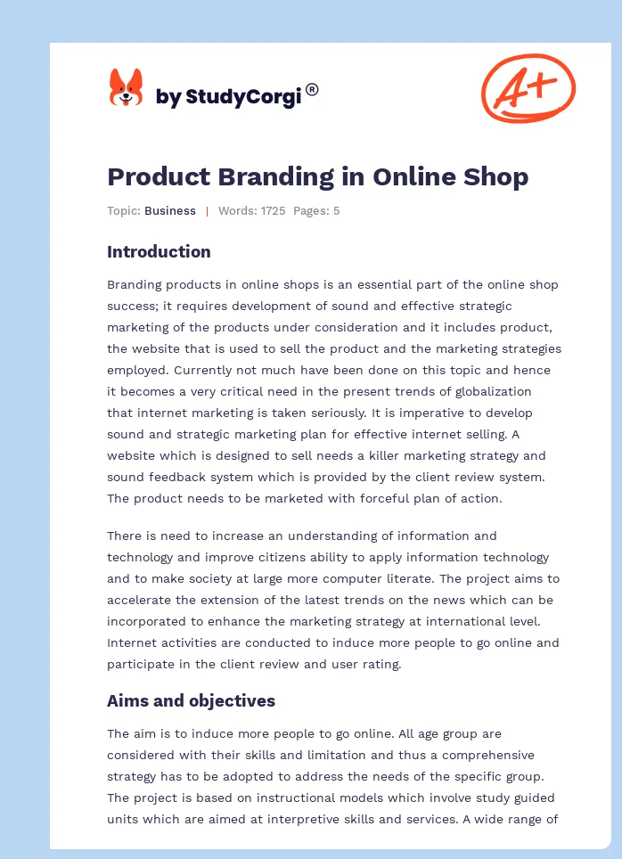 Product Branding in Online Shop. Page 1