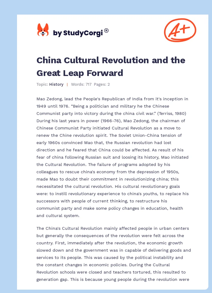 China Cultural Revolution and the Great Leap Forward. Page 1