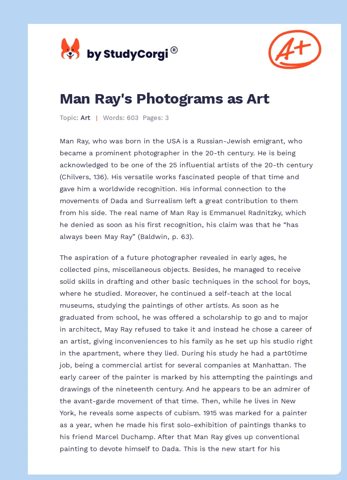 Man Ray's Photograms as Art. Page 1