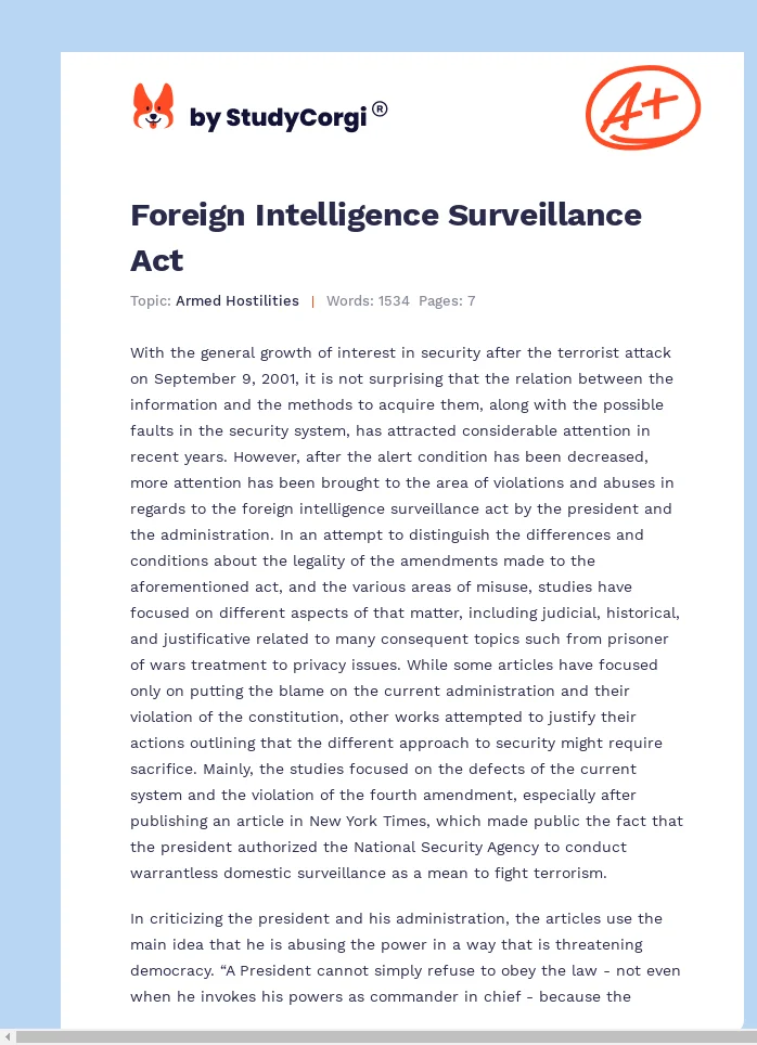 Foreign Intelligence Surveillance Act. Page 1