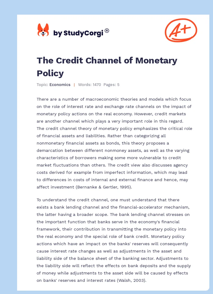 The Credit Channel of Monetary Policy. Page 1