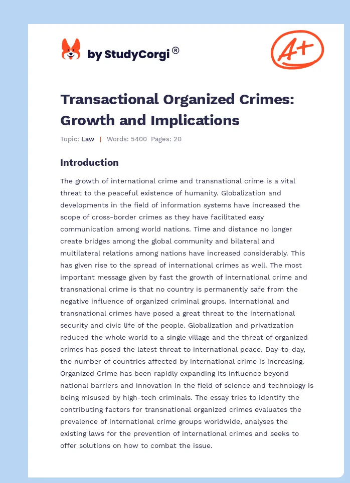 Transactional Organized Crimes: Growth and Implications. Page 1