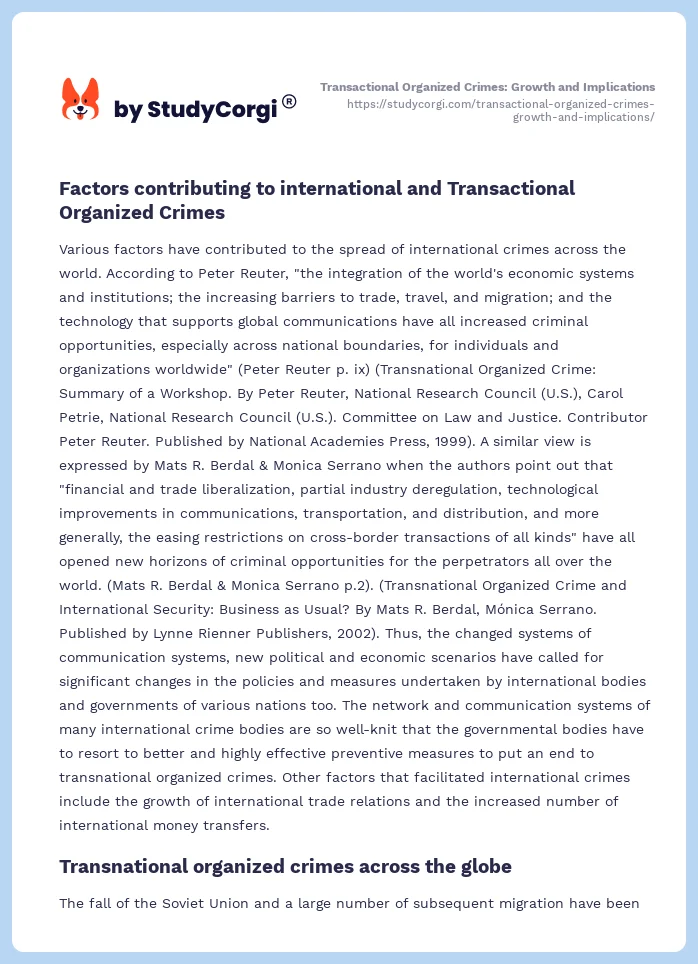 Transactional Organized Crimes: Growth and Implications. Page 2