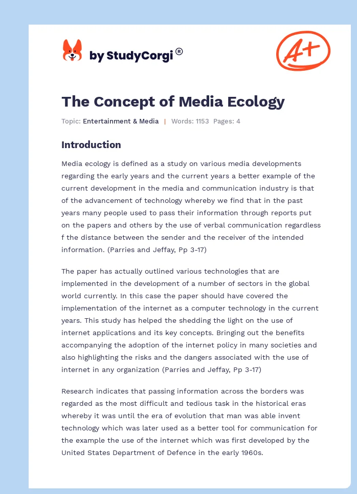 The Concept of Media Ecology. Page 1