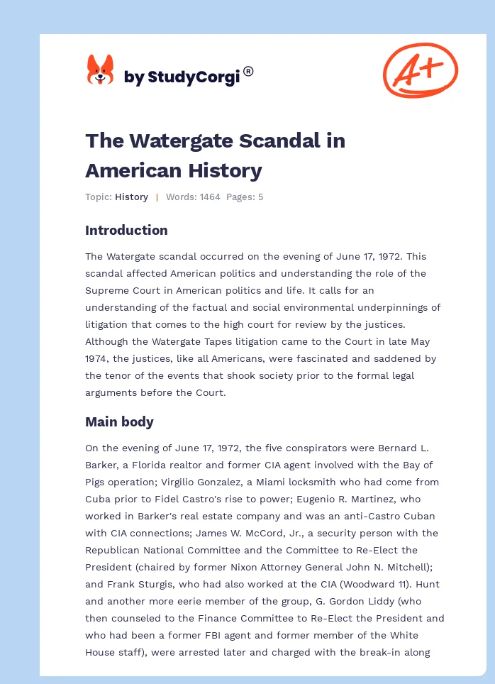 the watergate scandal essay