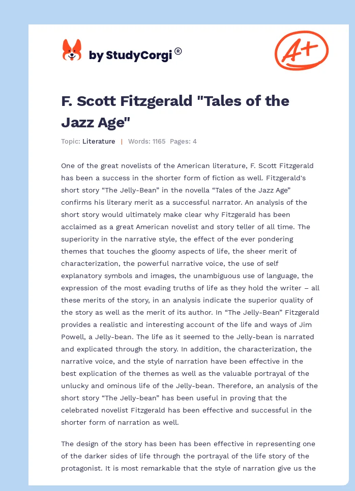 F. Scott Fitzgerald "Tales of the Jazz Age". Page 1