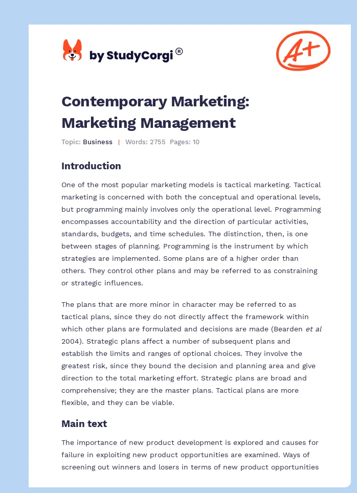 Contemporary Marketing: Marketing Management. Page 1