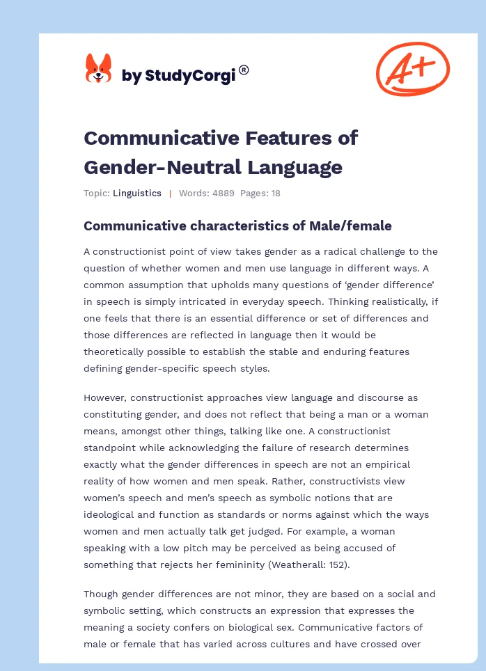 Communicative Features of Gender-Neutral Language. Page 1