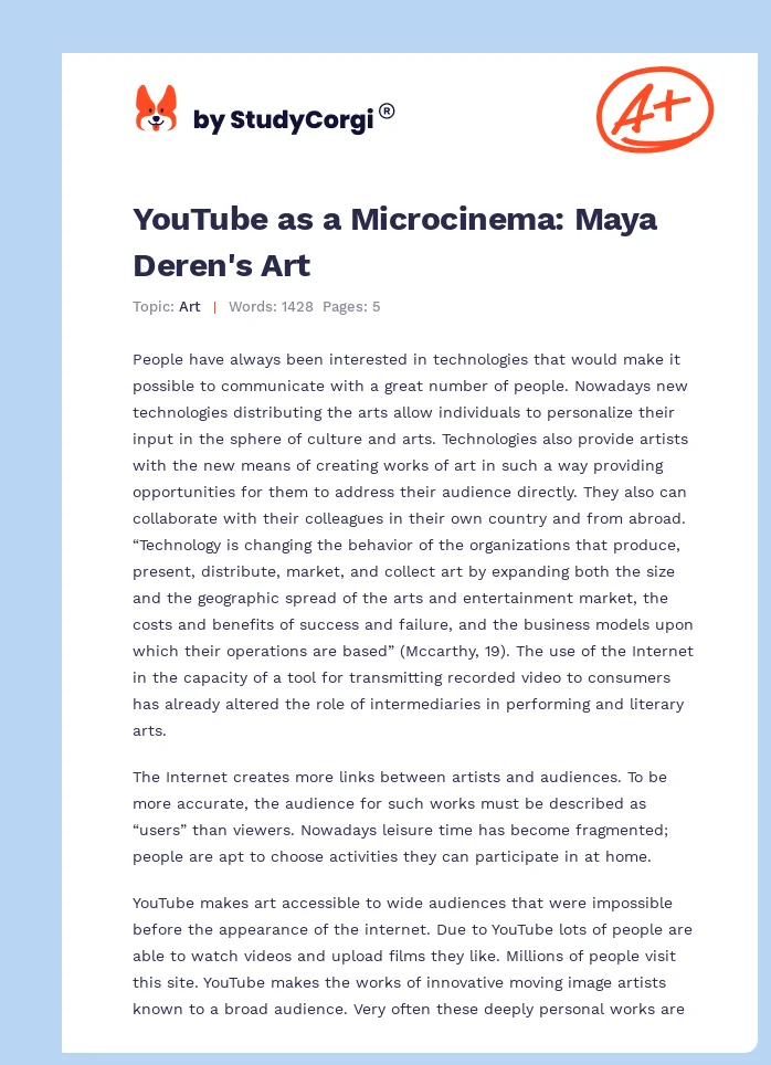 YouTube as a Microcinema: Maya Deren's Art. Page 1