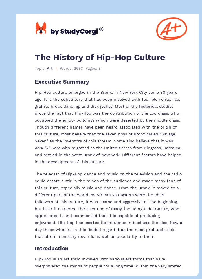 The History of Hip-Hop Culture. Page 1