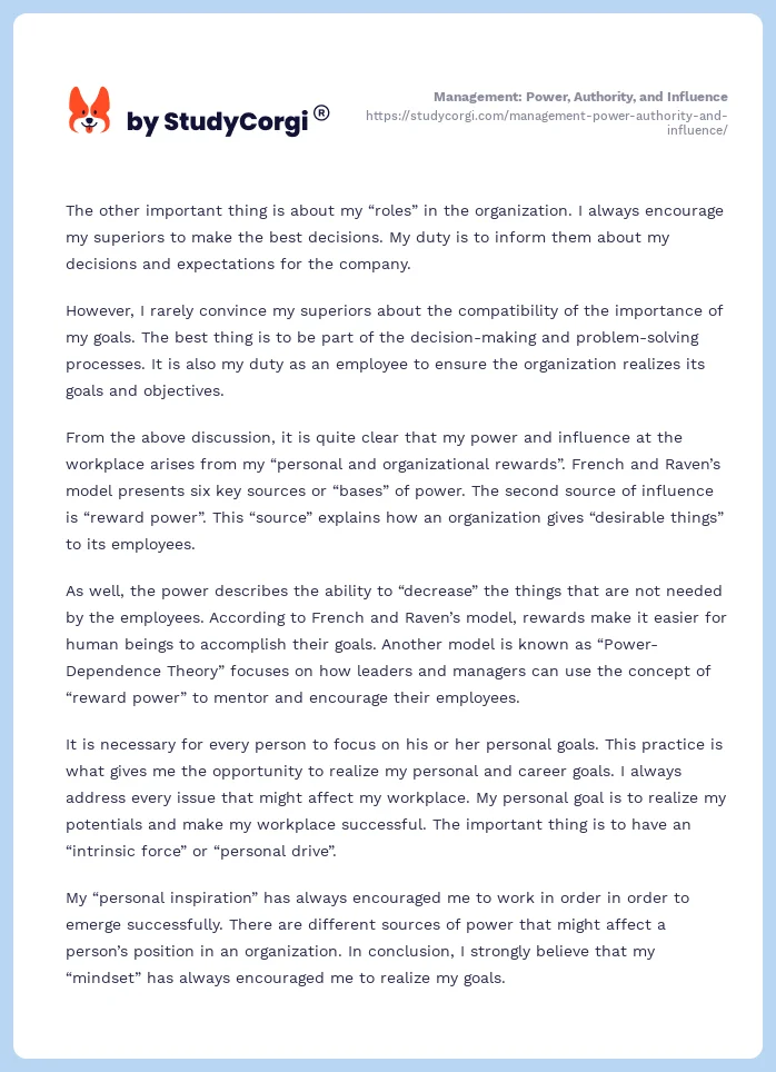 Management: Power, Authority, and Influence. Page 2