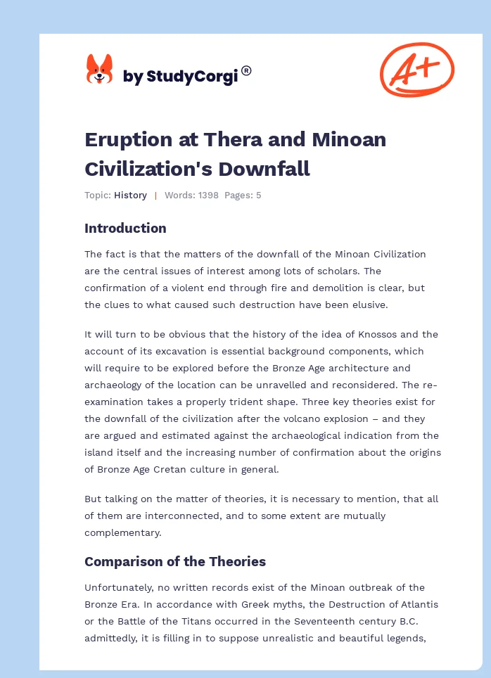 Eruption at Thera and Minoan Civilization's Downfall. Page 1