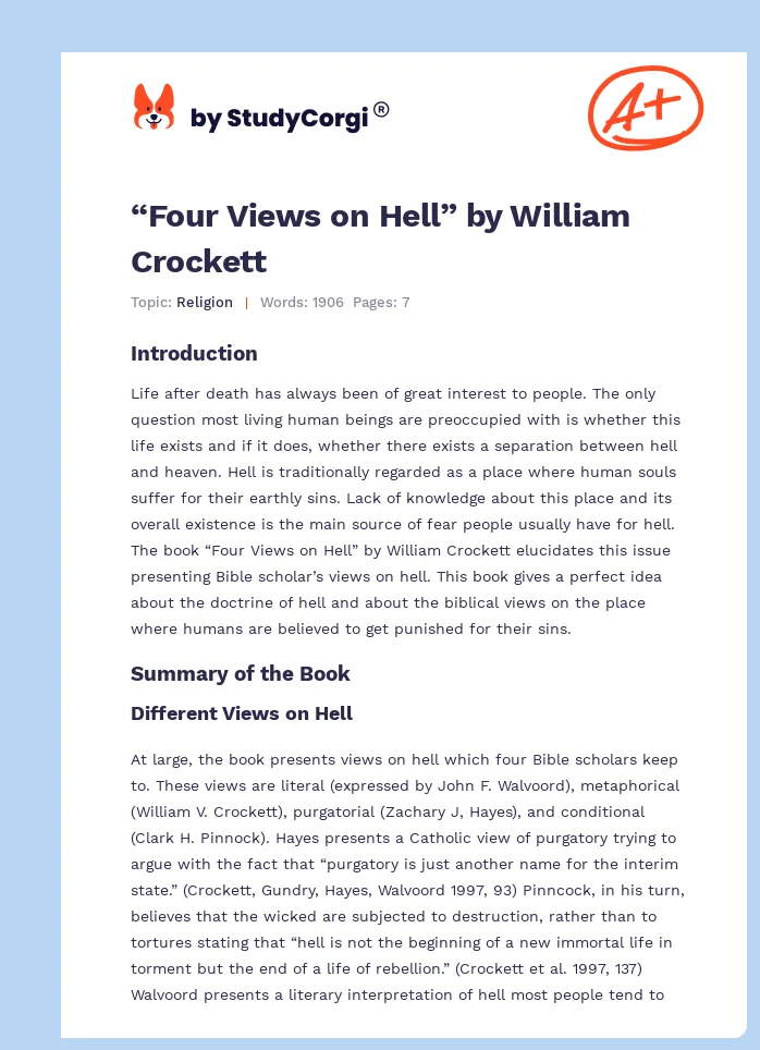 “Four Views on Hell” by William Crockett. Page 1