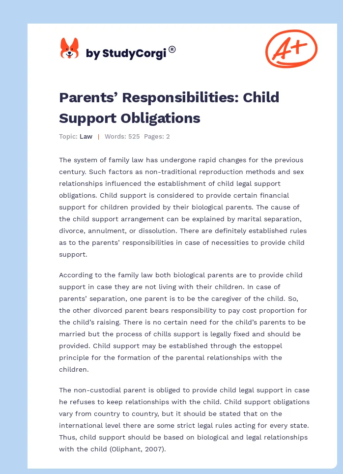 Parents’ Responsibilities: Child Support Obligations. Page 1