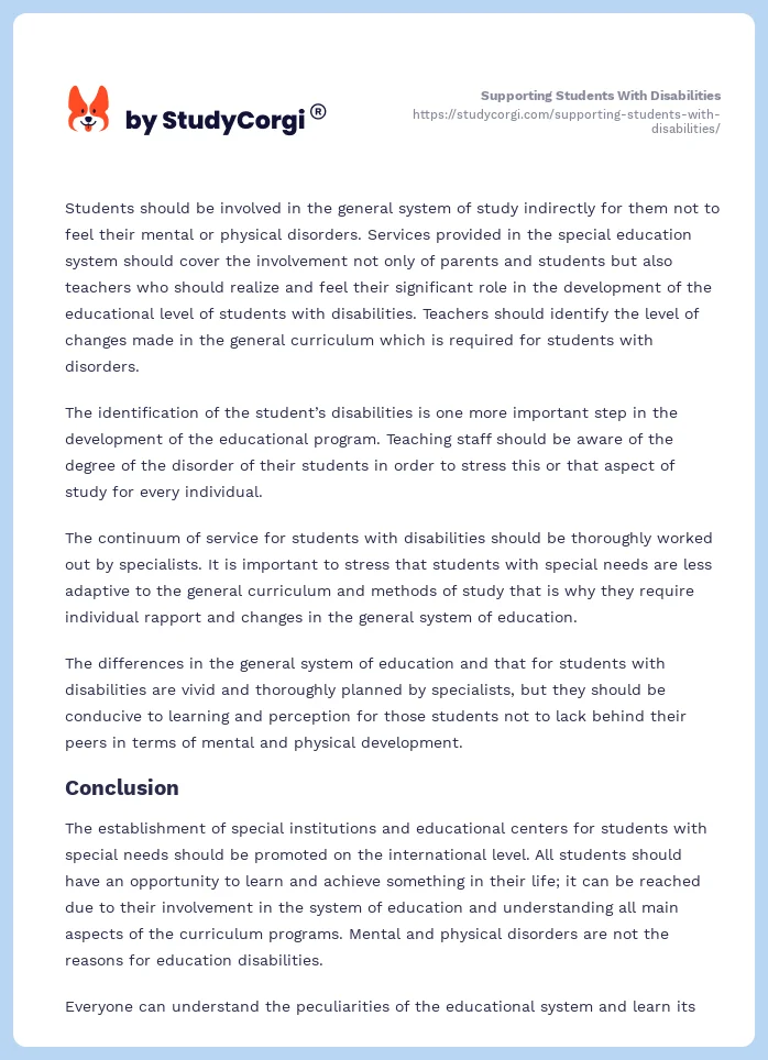 Supporting Students With Disabilities. Page 2