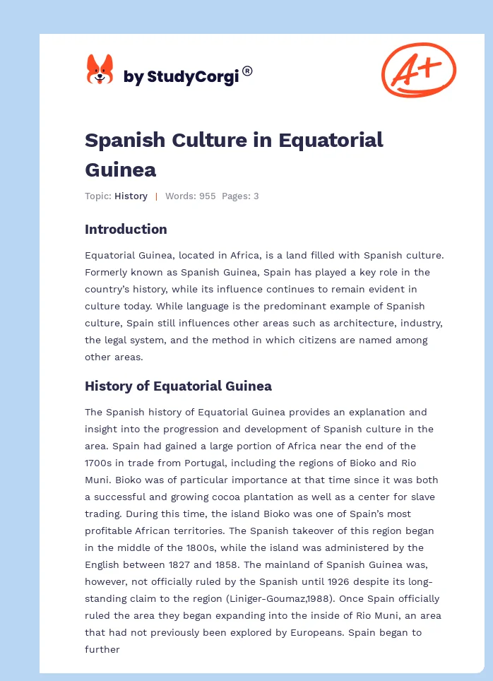 Spanish Culture in Equatorial Guinea. Page 1