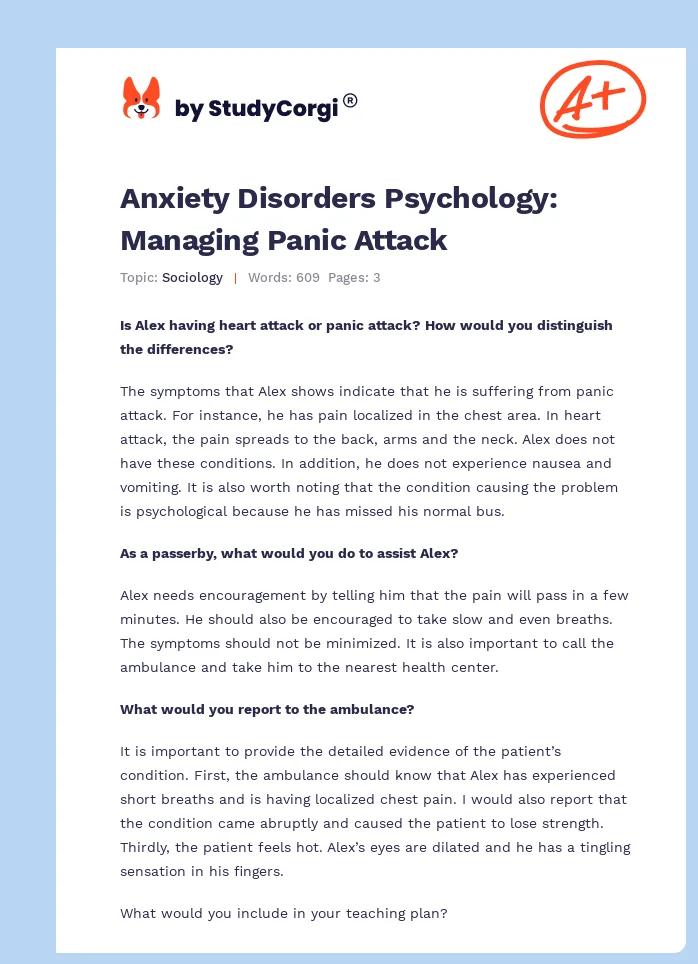 Anxiety Disorders Psychology: Managing Panic Attack. Page 1