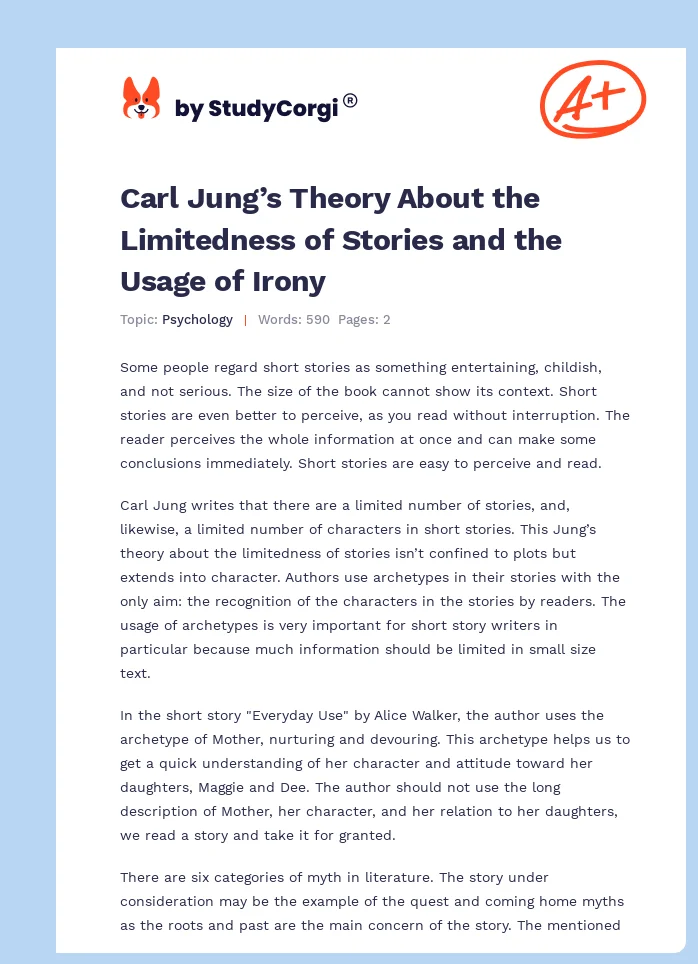 Carl Jung’s Theory About the Limitedness of Stories and the Usage of Irony. Page 1
