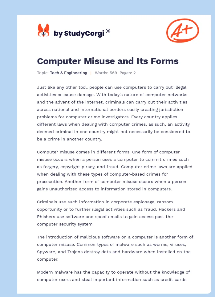 Computer Misuse and Its Forms. Page 1
