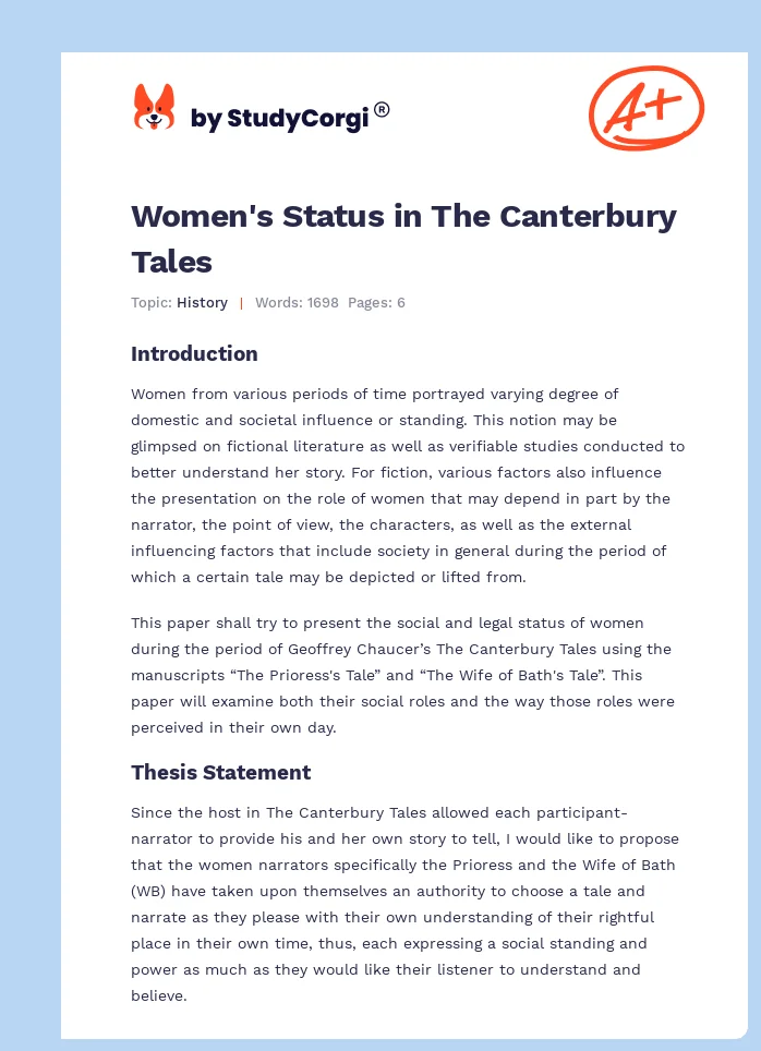 Women's Status in The Canterbury Tales. Page 1