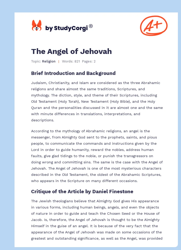 The Angel of Jehovah. Page 1